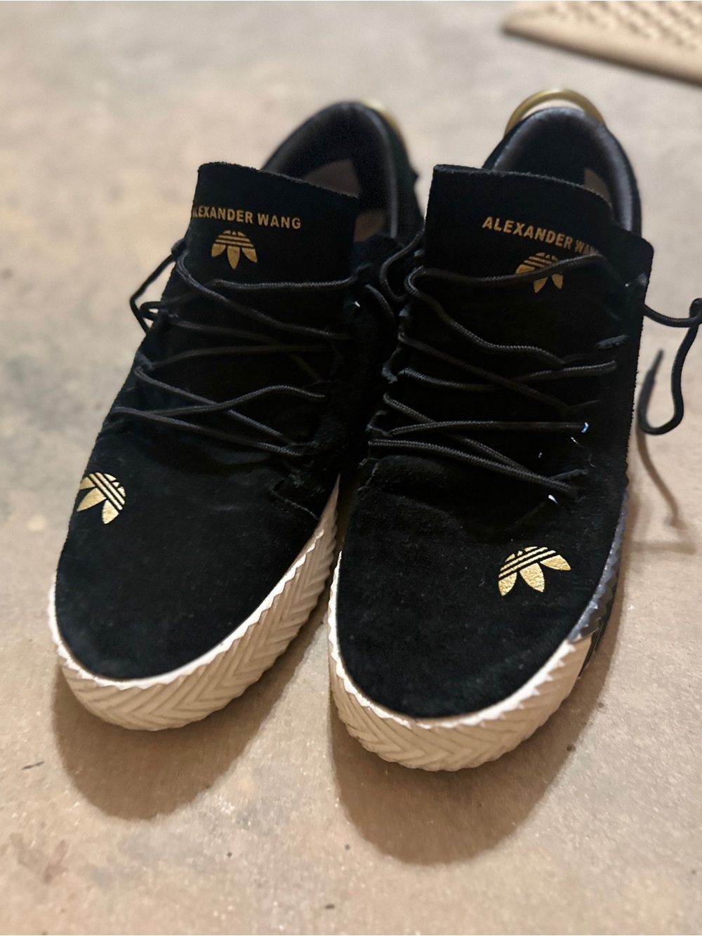 Alexander Wang Black Suede Low-Top Sneakers with Gold Logo